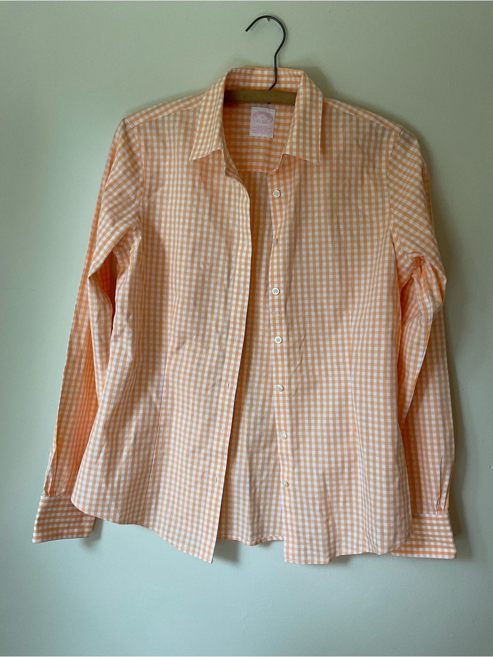 Brooks Brothers Orange and White Gingham Button-Down Shirt